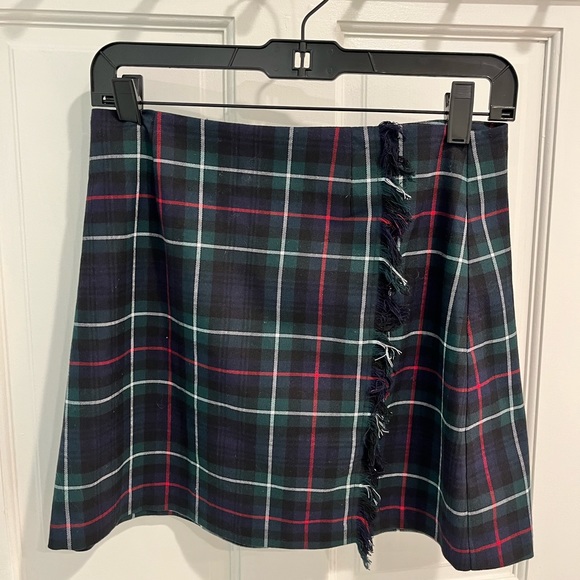 BB Dakota Graham Forest Green Plaid Mini Skirt- Size 0 - Picture 3 of 5